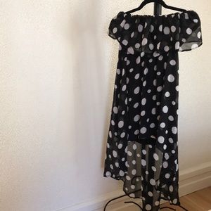 Polka dot asymmetrical dress